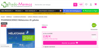 Mélatonine Pharmascience - 45 gélules à 2,82€
