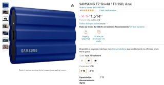 SSD Samsung T7 Shield 1TB por $1,515 en Amazon