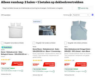 2 halen, 1 betalen op geselecteerde dekbedovertrekken bij Bol