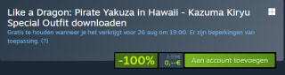 Like a Dragon: Pirate Yakuza in Hawaii - Kazuma Kiryu Special Outfit gratis via Steam