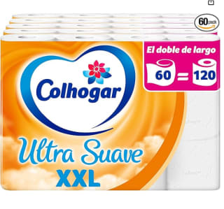 Colhogar Suave XXL 5 x 12, Papel Higiénico Suave, Paquete con 60 Rollos Extra Grandes por 20,67€