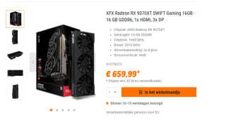 XFX Swift AMD Radeon RX 9070 XT Triple Fan Gaming Edition - Videokaart - 16GB voor €659,99 bij Nbb