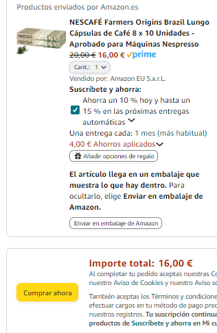 80 cápsulas NESCAFÉ Farmers Origins Brazil Lungo por 16€