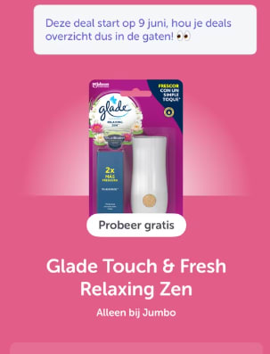 Glade Touch & Fresh Relaxing Zen gratis na cashback via Tikkie