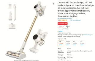 Dreame R10 draadloze steelstofzuiger - gebruikstijd 60 min - goud voor €179,99 bij Amazon