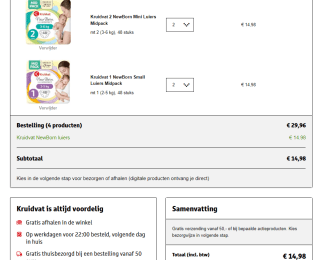 2+2 gratis op Kruidvat New born luiers