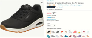 Skechers 73690 UNO Zwarte dames sneakers voor €35,90 bij Amazon