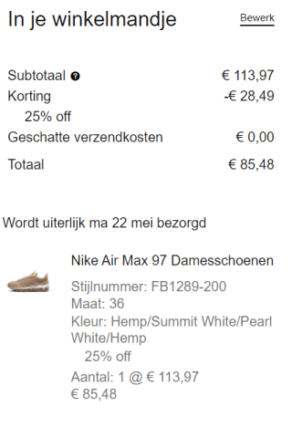 Nike Air Max 97 Damesschoenen voor €85,47 dmv code bij Nike