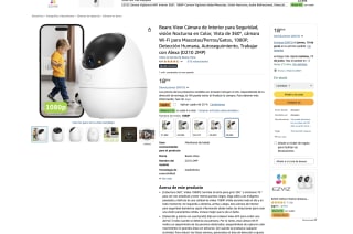 Cámara de Interior para Seguridad visión Nocturna en Color Vista de 360 compatible con Alexa por solo 15,19€