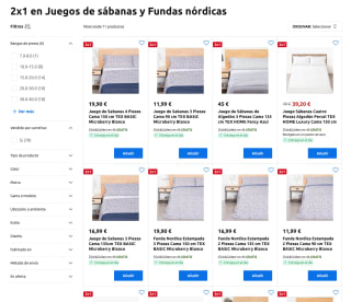 Promoción 2x1 en Juegos de sábanas y Fundas nórdicas en Carrefour
