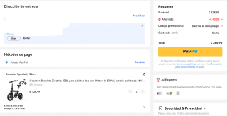 IScooter-Bicicleta Eléctrica EB1 para adultos, bici con Motor de 500W Por 285,95€