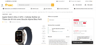 Apple Watch Ultra 2 GPS + Cellular Boîtier en Titane de 49 mm à 799€