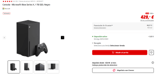Consola Xbox Series X, 1 TB SSD por 429€ (newsletter por 419€)