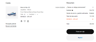 25% descuento en toda la tienda Nike pedidos superiores 50€ Ofertazas