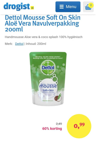 Dettol Mousse Soft Navulverpakking voor 0,99 euro per stuk