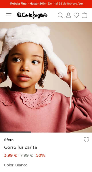 Sfera Gorro fur carita infantil por 3,99€.