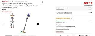 Aspirador escoba Dyson v15 Detect Fluffy por 561,16€