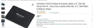 Disco duro Verbatim Vi550 2.5" 256 GB por 20,99€