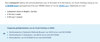 Jongeren reizen onbeperkt tijdens de schoolvakanties door België vanaf €18