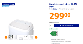 Tristar Mobiele smart airco 14.000 BTU tot 100m3 voor €299 bij de Action