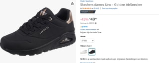 Skechers Uno - Golden Air Dames Sneakers voor €49,45 bij Amazon