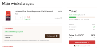 25% extra korting op veel producten bij Koffievoordeel