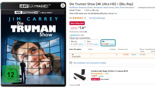 Die Truman Show [4K Ultra HD] + [Blu-Ray] voor €14,87 bij Amazon