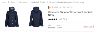 Enjoy Regatta's women's Phoebe waterproof jacket for only £28.75