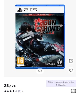 Gungrave G.O.R.E. Day One Edition PS5 por 16,22€.