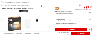 Philips Hue Enrave S plafondlamp White Ambiance Zwart voor €65,97 bij de Mediamarkt