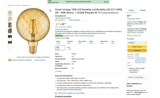 Bombilla Osram Vintage 1906 Led E27 2400k 4W por 8,39€