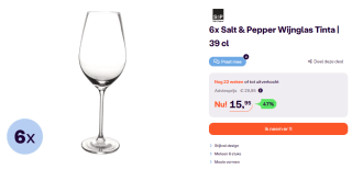 6x Salt & Pepper Tinta 39 cl wijnglazen bij iBOOD