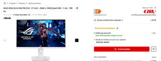 ASUS ROG Strix XG27ACS-W USB Type-C Gaming Monitor voor €269 bij de Mediamarkt