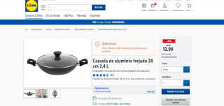 Cazuela de aluminio forjado 28 cm 2,4 L por 12,99€ (en tiendas)