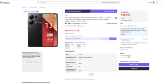 Xiaomi Redmi Note 13 Pro 4G 8GB 256GB por solo 165,74€