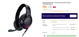 Auriculares Gaming RGB Multiplataforma MoonGaming Narvi por 12€