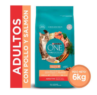 Alimento Purina One para gato adulto de pollo y salmón 6 Kg por $35.990