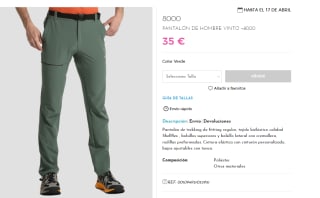 2 Pantalones de Trekking de Hombre +8000 Vinto por 56€