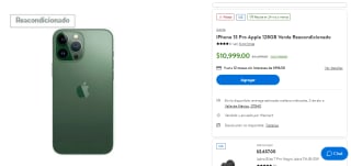 iPhone 13 Pro 128GB Reacondicionado por $9,899 en Walmart con Banamex a 9 MSI