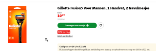 Gillette Fusion5 met 2 mesjes voor €10,57 bij Jumbo