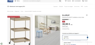 Desserte ELLERUP 3 tablettes coloris latte à 30€