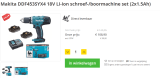 Makita DDF453SYX4 18V Li-ion schroef-/boormachine set voor €108,90 bij HD-Gereedschap.nl