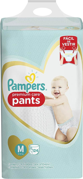 Fralda Pampers Pants Premium Care M de 124 uni - R$ 241