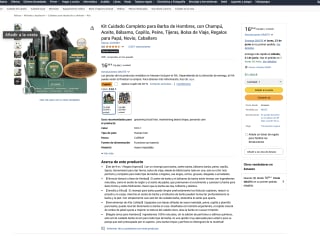 Kit Cuidado Completo para Barba de Hombres con Champú Aceite Bálsamo Cepillo Peine Tijeras Bolsa de Viaje por solo 13,59€