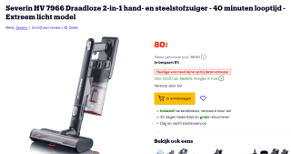 Severin HV 7966 Draadloze 2-in-1 stofzuiger voor €80 bij Bol