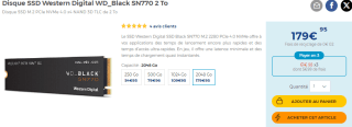 Disque SSD WD_BLACK SN770 de 2 To à 179,95€