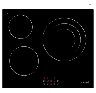 Placa Vitrocerámica Cata TZD 603/G con 3 Zonas de Cocción Hight Light y una Zona Gigante Triple con 9 Niveles de Potencia por 115€