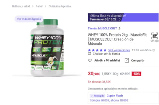 WHEY 100% Protein 2kg - Muscle Fit MUSCLECULT Creación de Músculo por 30,98€