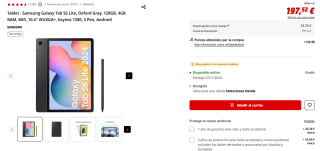 Tablet Samsung Galaxy Tab S6 Lite, Oxford Gray, 128GB, 4GB RAM, Wifi, 10.4" por 197,52€