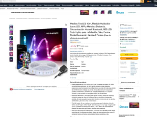 Tira LED 10m Flexible Multicolor Luces LED APP y Mando a Distancia Sincronización Musical Bluetooth RGB LED por solo 7,99€